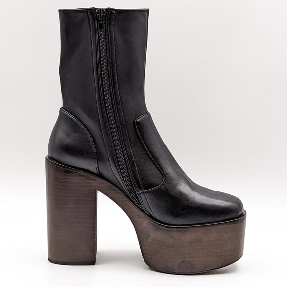 Jeffrey Campbell Women Mexique 70's Retro Black Platform boots size 7.5 - Picture 8 of 11